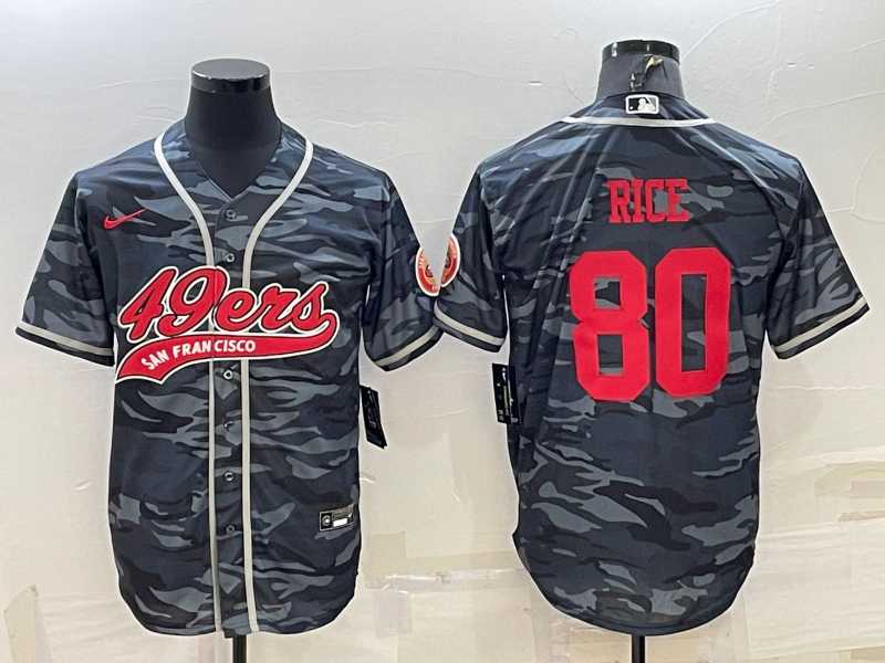 Men's San Francisco 49ers #80 Jerry Rice Grey Camo With Patch Cool Base Stitched Baseball Jersey,We sell and wholesale Men's San Francisco 49ers #80 Jerry Rice Grey Camo With Patch Cool Base Stitched Baseball Jersey on line form chian!
